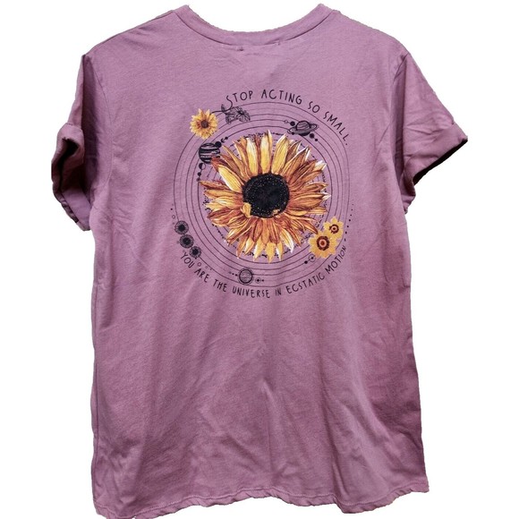 French Pastry Tops - Sunflower Motivational T-Shirt NEW Size Large Boho Artsy Hippie